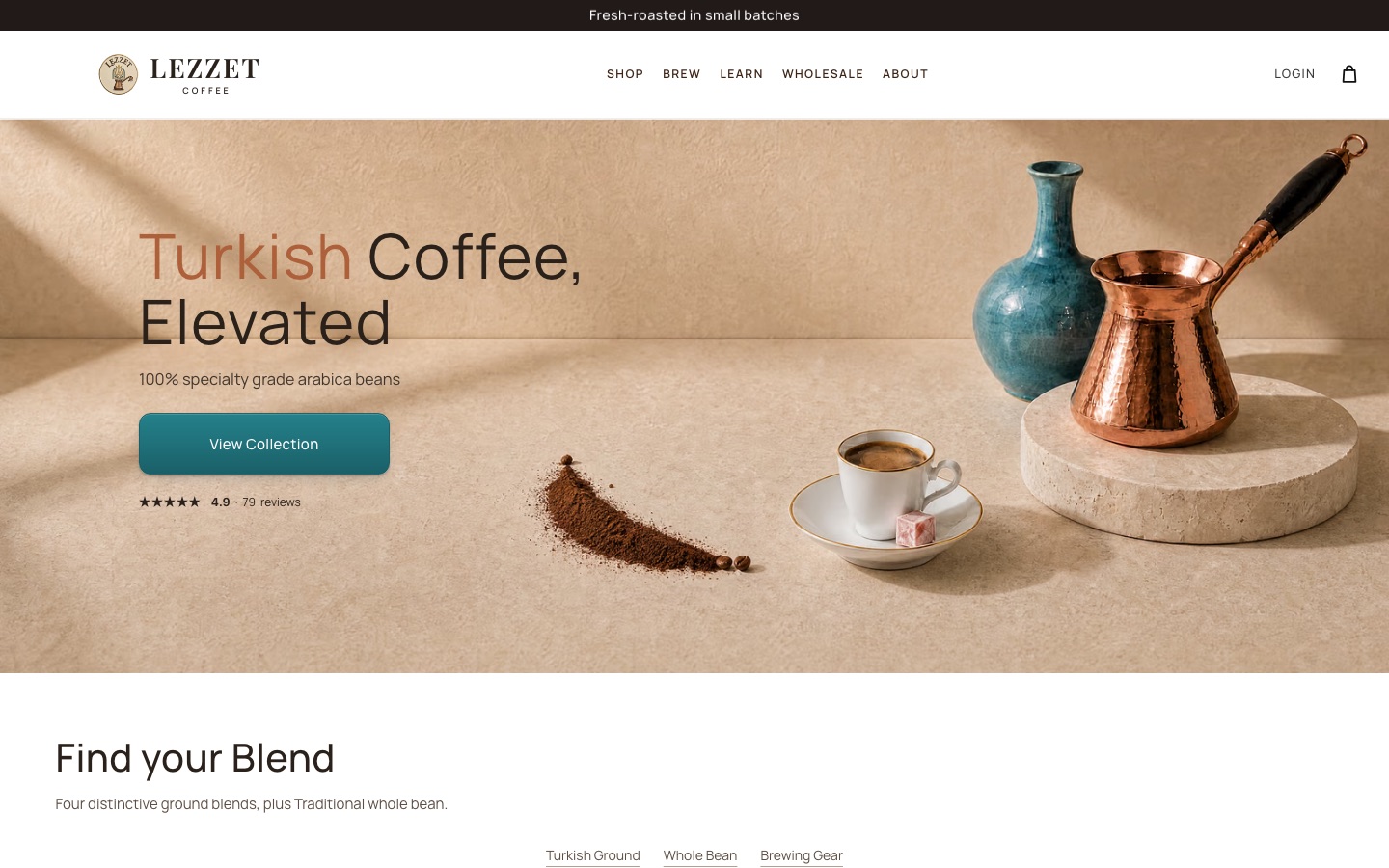 The Lezzet homepage today: styled product photography and reviews